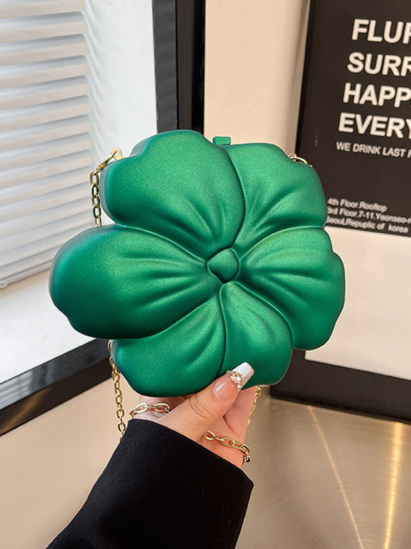 Sac bandoulière brillant à chaîne, en forme de fleur