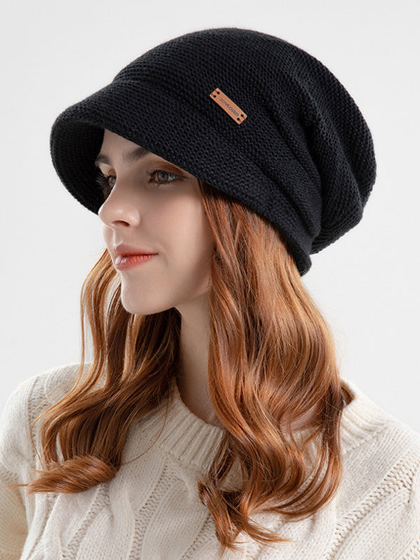 Chapeaux à empiècements de couleur unie à bord plat Chapeaux tricotés