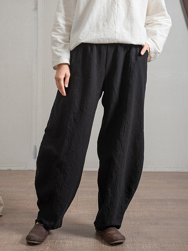 Pantalon simple taille haute, à jambes larges, couleur unie
