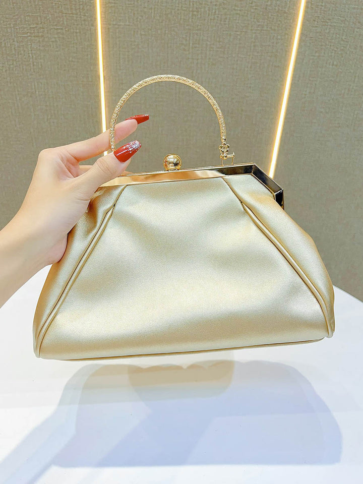 Sac à main plissé à chaîne, à strass, à empiècements