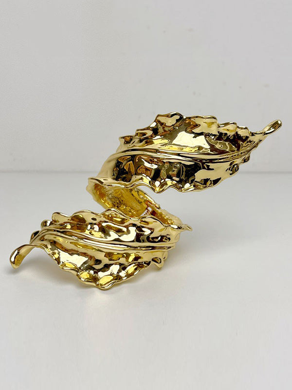 Bracelet géométrique plissé brillant couleur unie