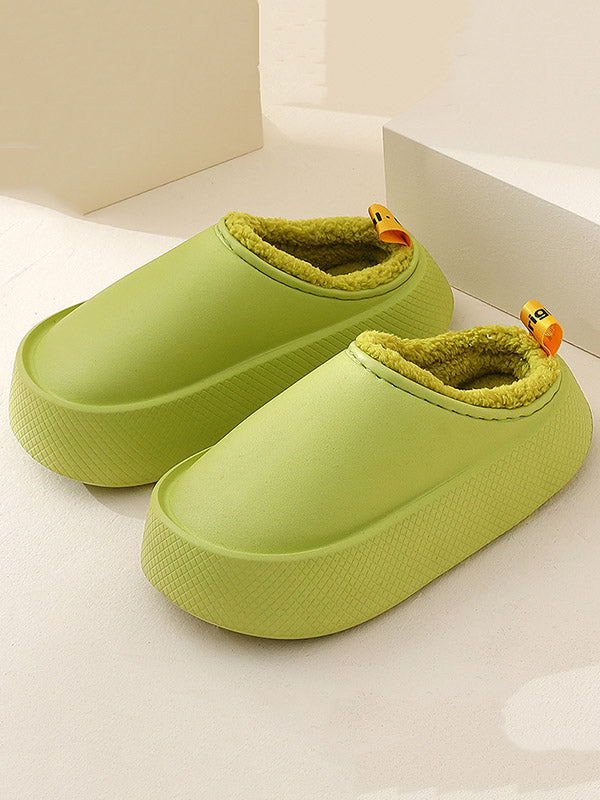 Pantoufles antidérapantes et imperméables en velours pour garder au chaud, couleur unie, pour la maison
