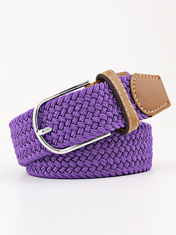 Ceinture tissée de couleurs contrastées simples, 20 couleurs