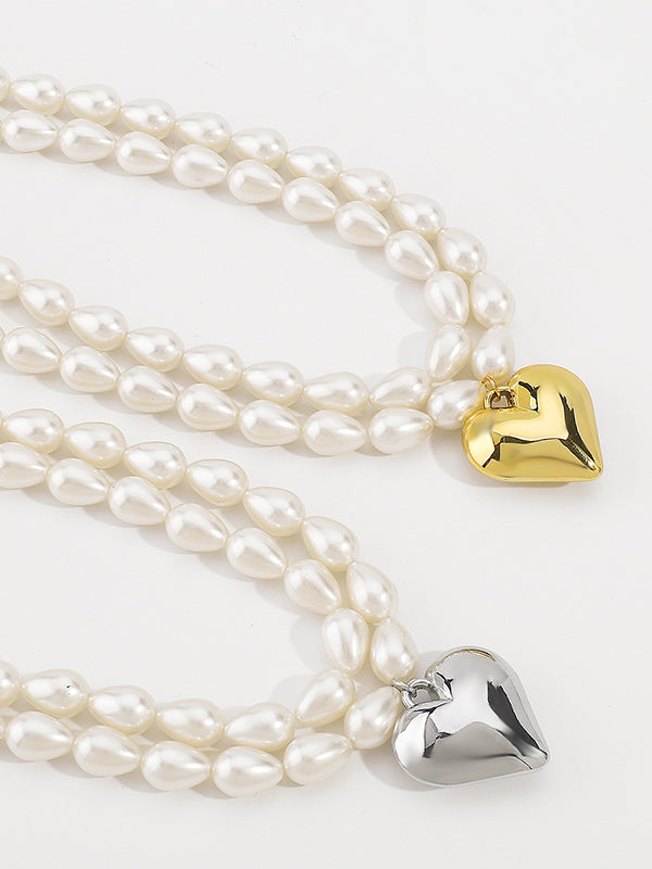 Collier à double rang, en forme de cœur