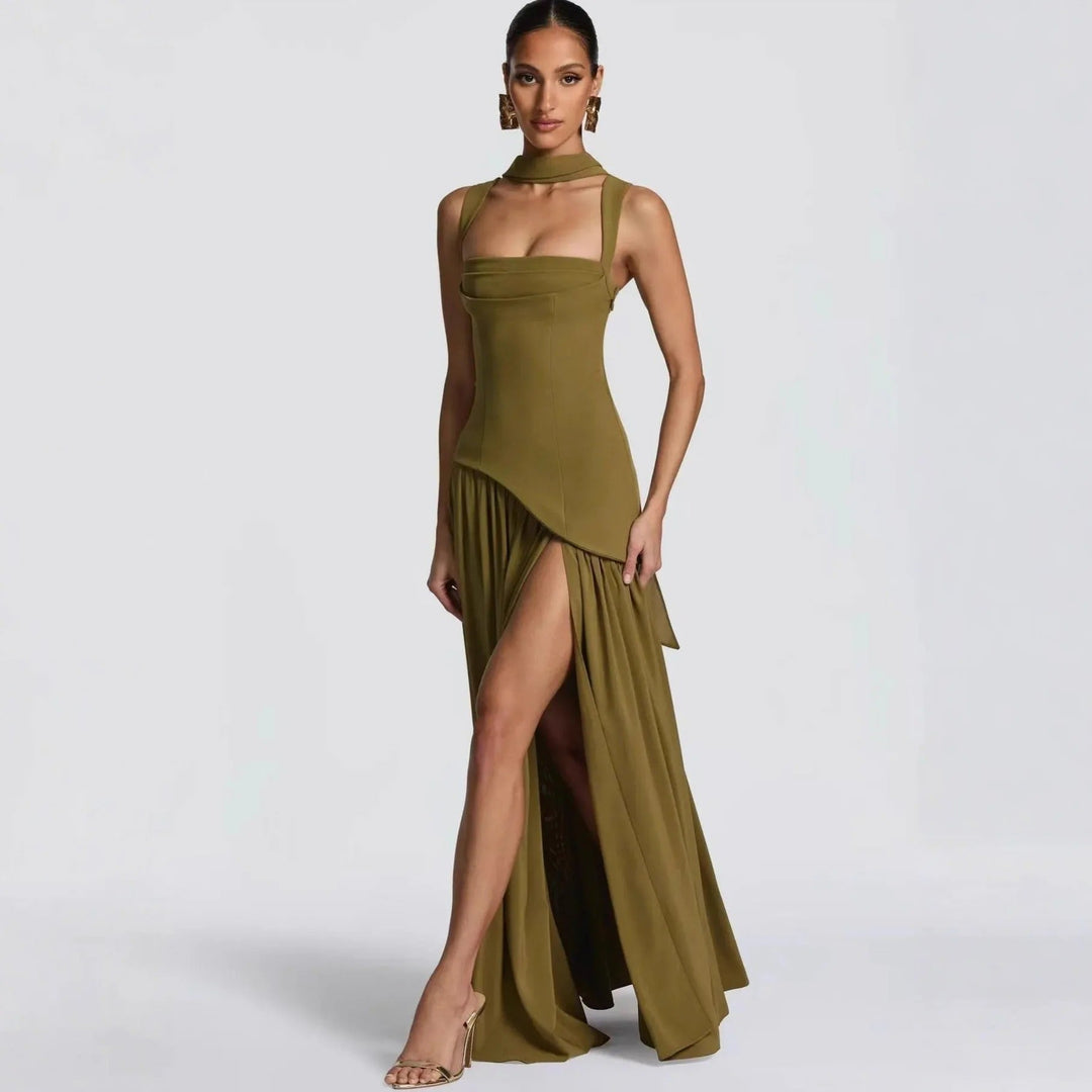 Elfriede | Robe de mère de la mariée sans manches, robe de soirée maxi en A-line avec fente