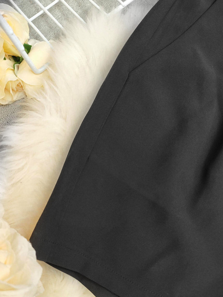 Pantalon de tailleur ample taille haute, avec ceinture, couleur unie