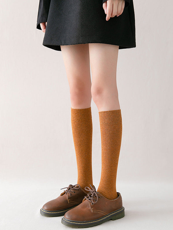 Chaussettes décontractées chaudes couleur unie