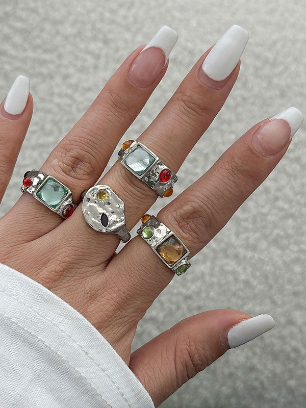 Bague géométrique à strass
