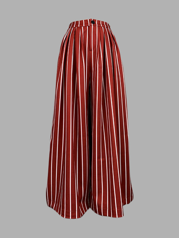 Pantalon ample rayé décontracté à jambes larges