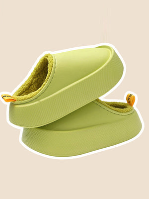 Pantoufles antidérapantes et imperméables en velours pour garder au chaud, couleur unie, pour la maison