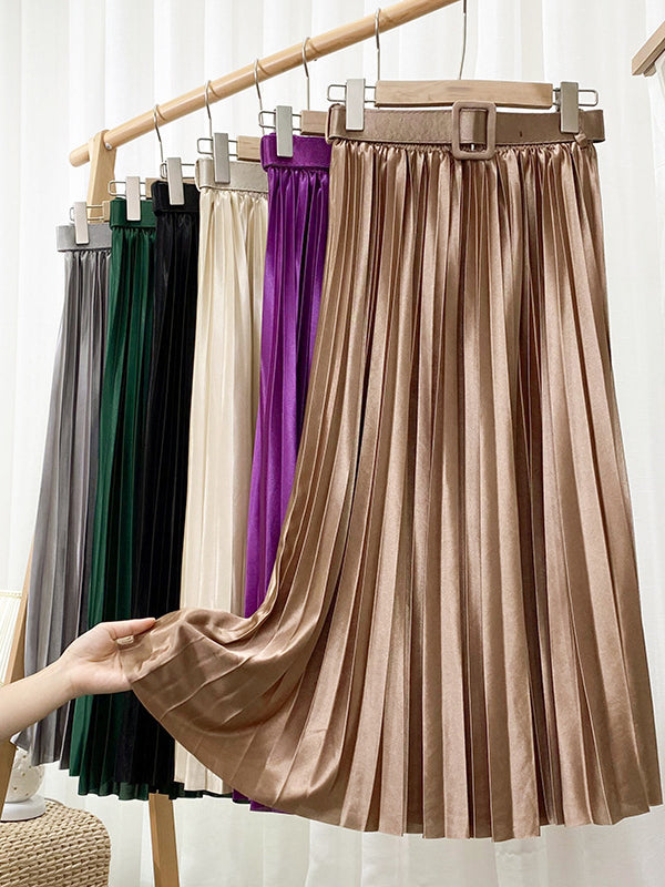 Jupe ample plissée couleur unie