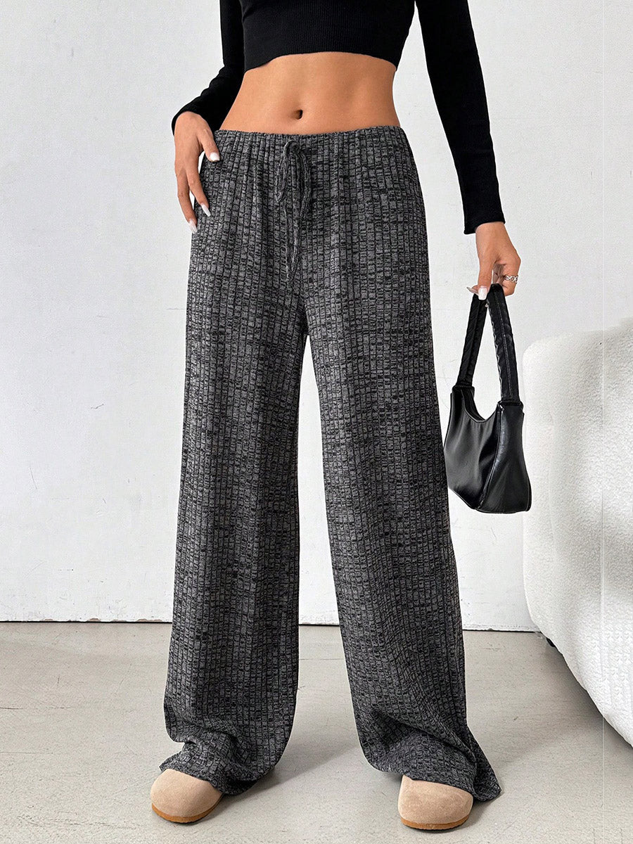 Pantalon rayé à taille élastique, taille haute, à cordon de serrage, à empiècements, couleur contrastée