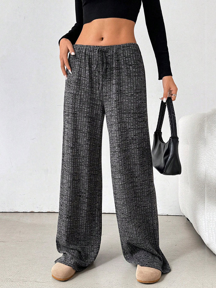 Pantalon rayé à taille élastique, taille haute, à cordon de serrage, à empiècements, couleur contrastée