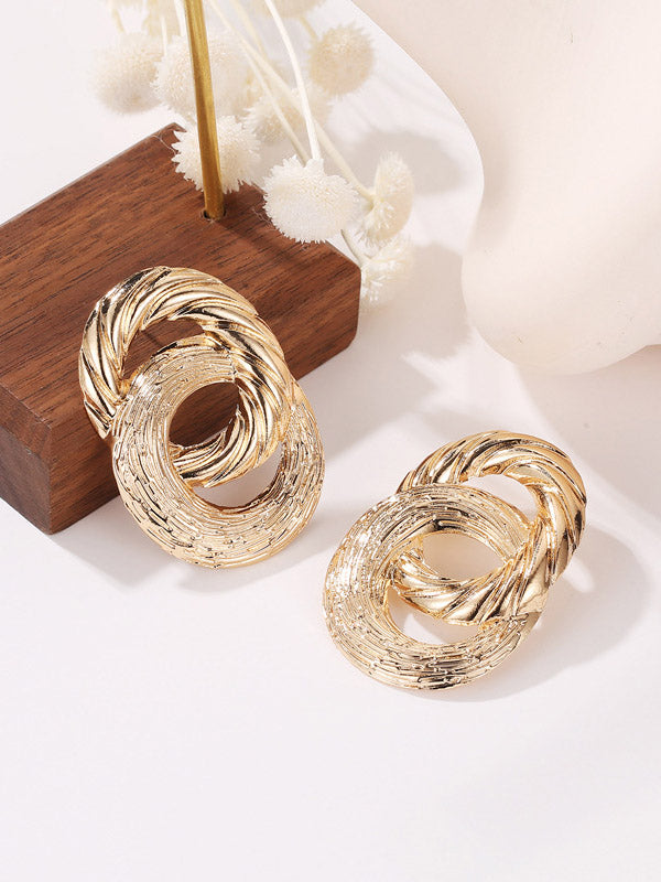 Boucles d'oreilles pendantes géométriques ajourées couleur unie
