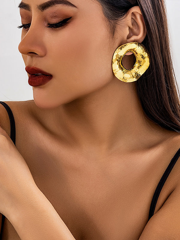 Boucles d'oreilles pendantes géométriques ajourées couleur unie