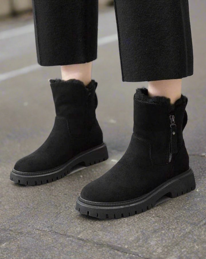 Bottes d'hiver en daim montantes et stylées pour femmes