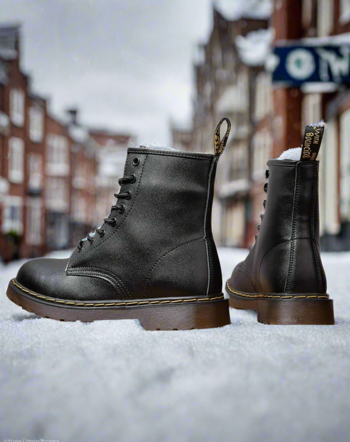 Bottes d'hiver en cuir stylées et confortables à tige haute pour femmes