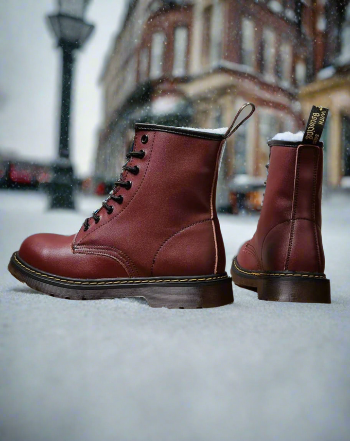 Bottes d'hiver en cuir stylées et confortables à tige haute pour femmes