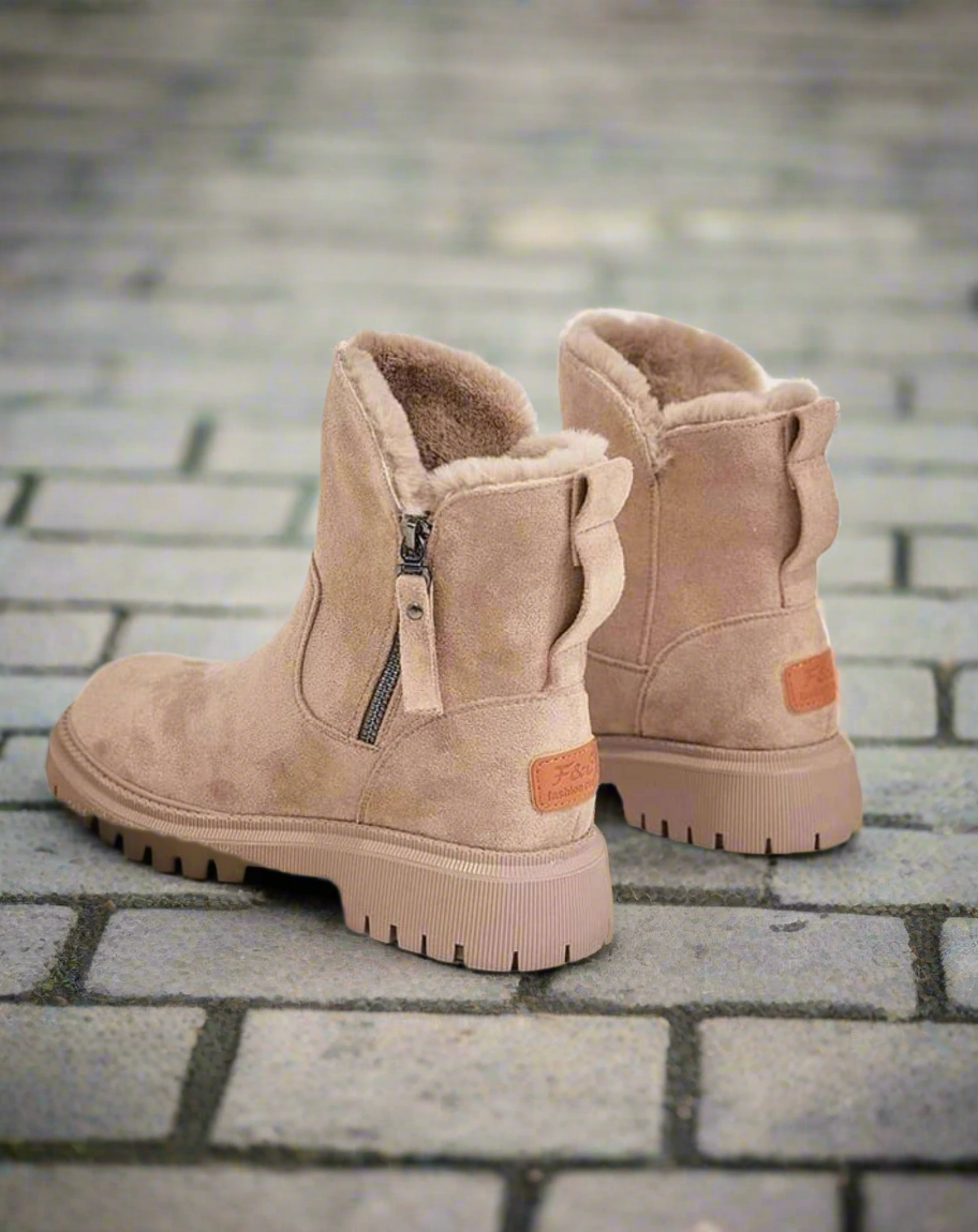 Bottes d'hiver en daim pour femmes, confortables et stylées