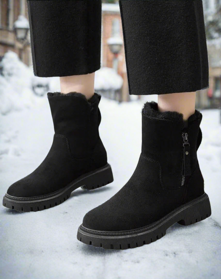 Bottes en coton élégantes et confortables avec fermeture éclair à franges pour femmes