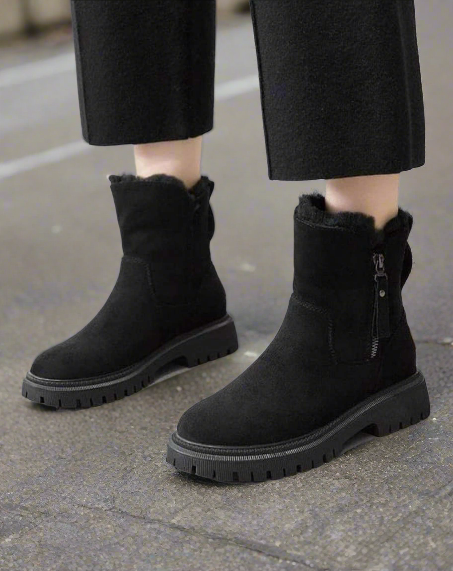 Bottes d'hiver en daim pour femmes, confortables et stylées