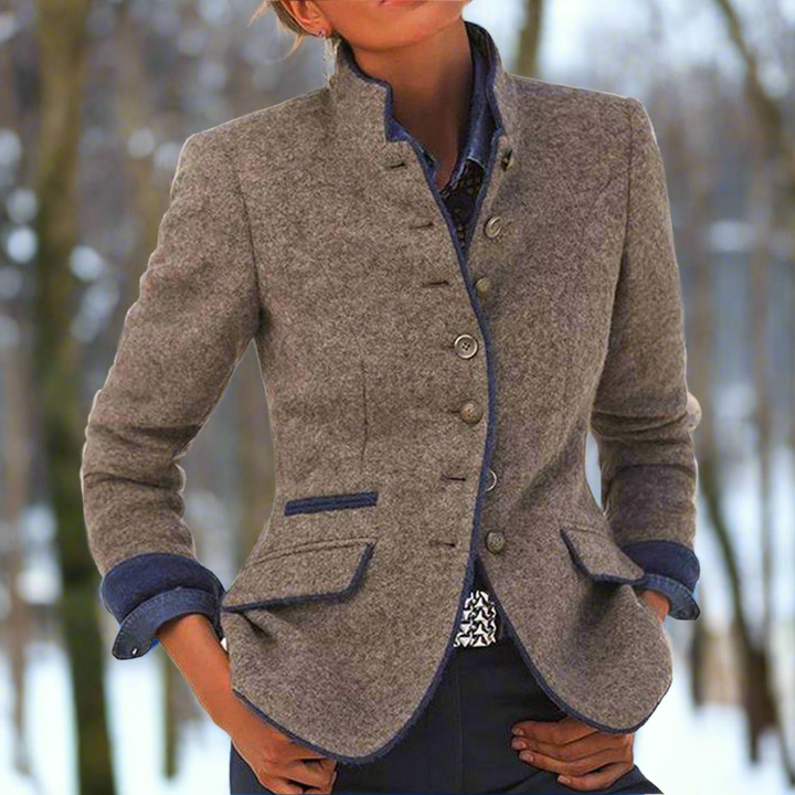 Blazer élégant, stylé et polyvalent avec col montant pour femmes