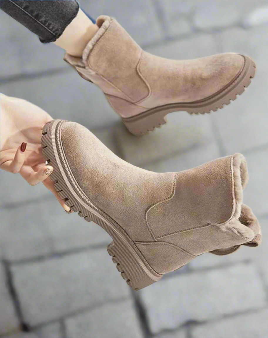 Bottes d'hiver en daim pour femmes, confortables et stylées