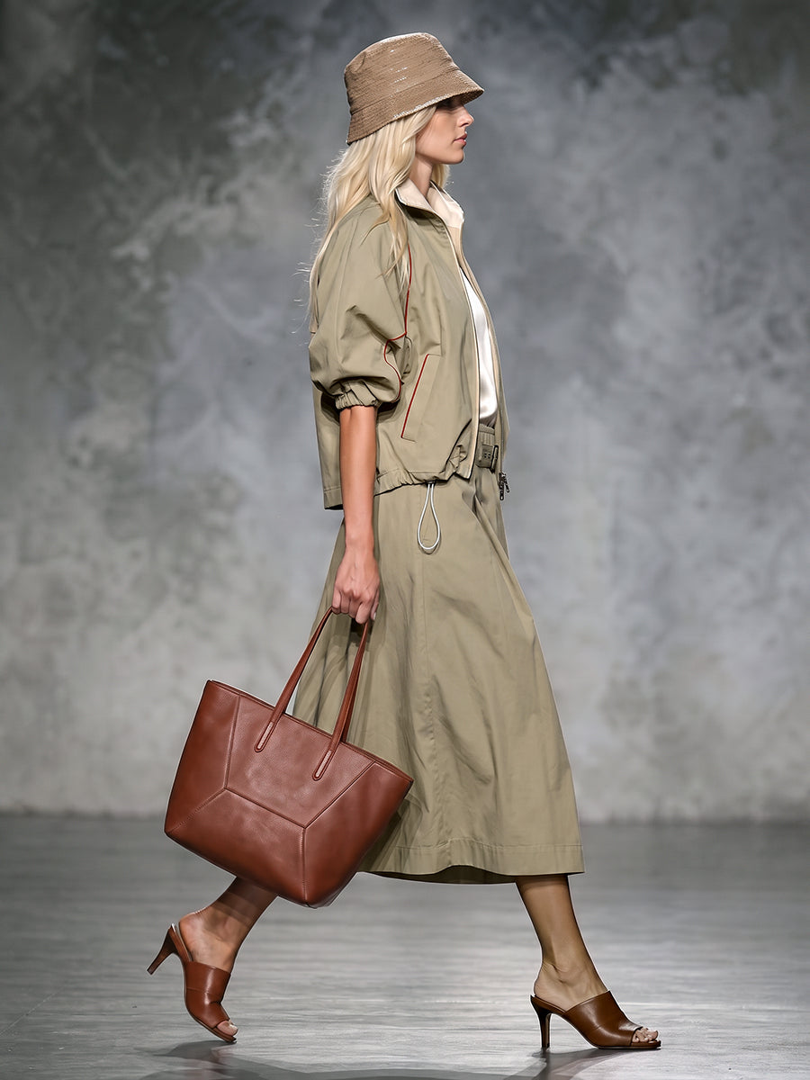 Jupe ample à poches, à taille élastique, avec ceinture, coupe trapèze, couleur unie