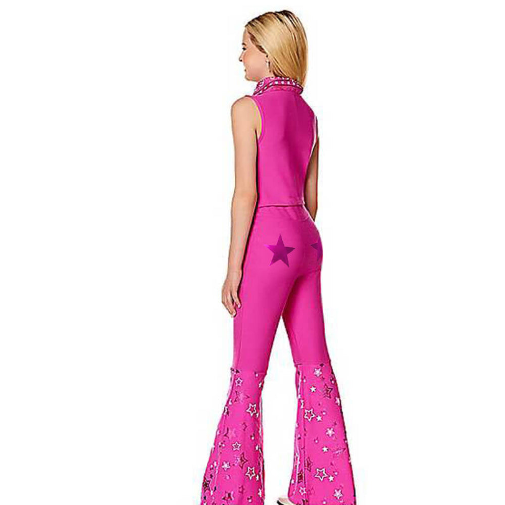 Costume de Cowgirl Rose Rétro pour Femmes, Tenue Disco des Années 70 avec Pantalon Évasé