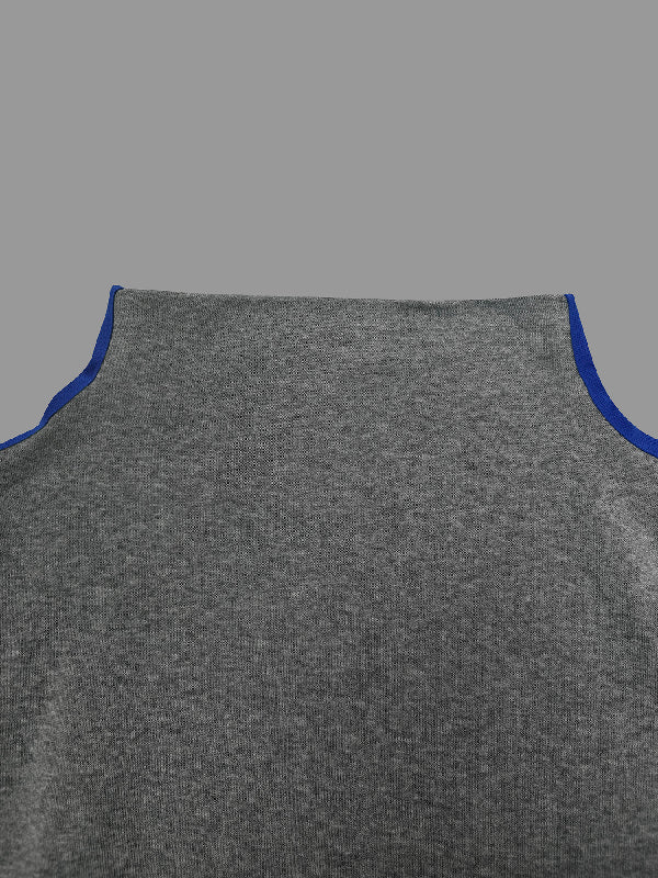 Sweat-shirt à manches longues et col haut, couleur contrastée