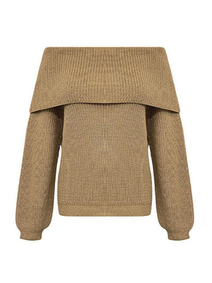Pull ample à manches longues, à empiècements, à col rond, couleur unie