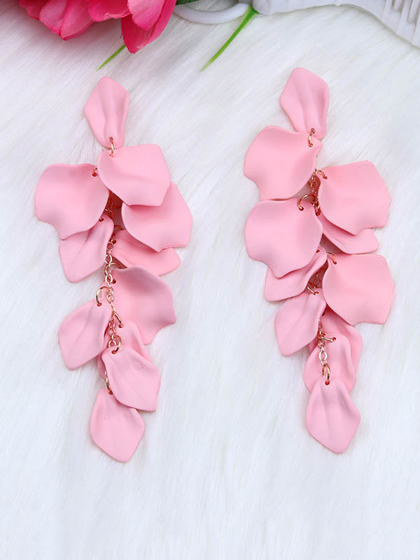 Boucles d'oreilles à chaîne, en forme de fleur