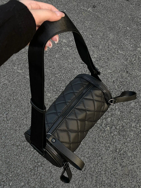 Sacs à bandoulière à fermeture éclair à empiècements de couleur unie rhombique