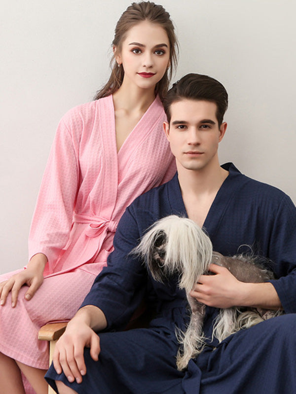 Robe de pyjama fine à bandage solide et confortable