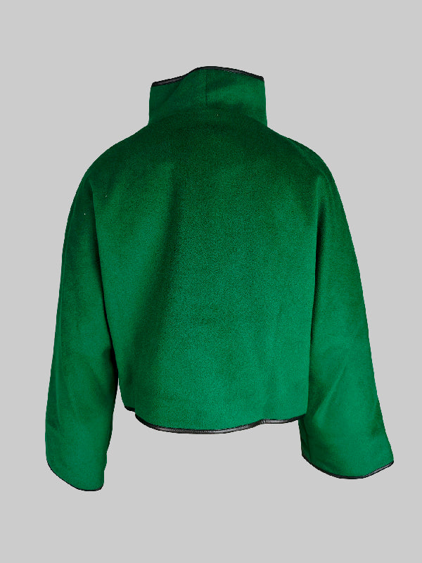 Veste ample vintage, à col montant, couleur unie