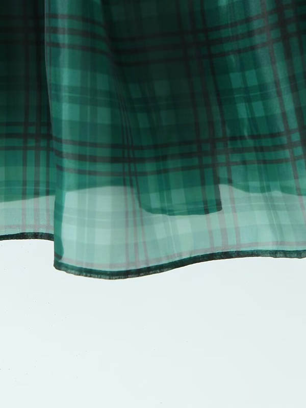 Robe courte plissée coupe trapèze, taille haute, à carreaux, à col carré