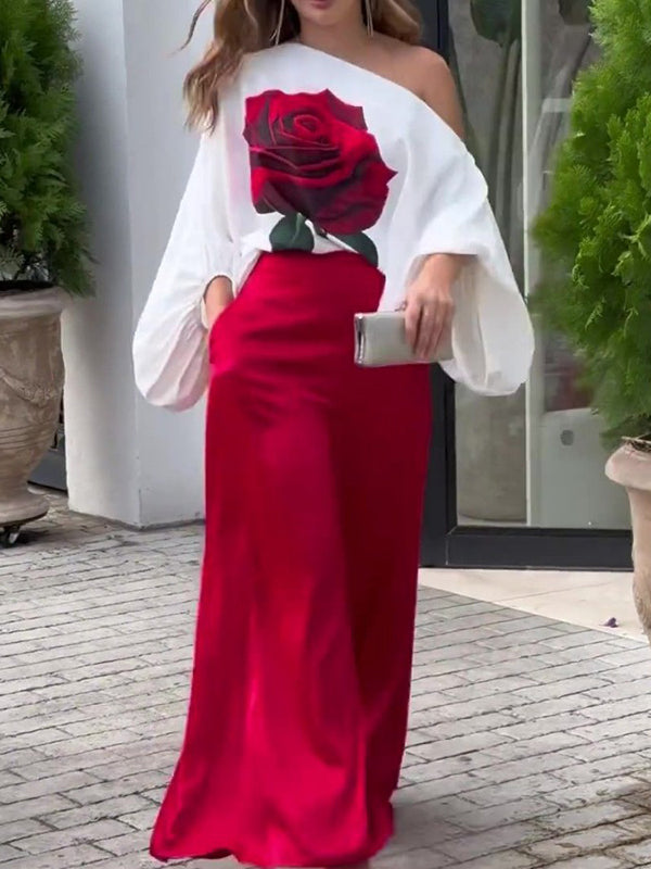 Pantalon ample taille haute, à poches, couleur unie