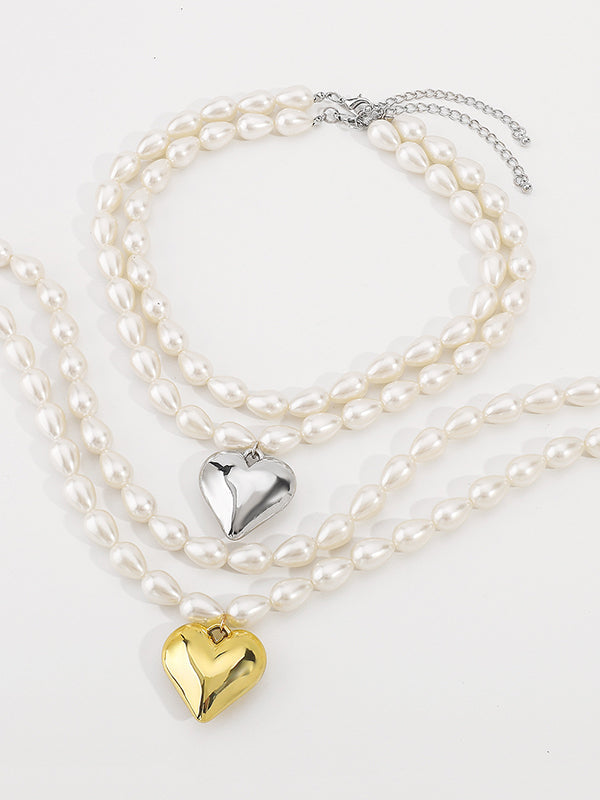Collier à double rang, en forme de cœur
