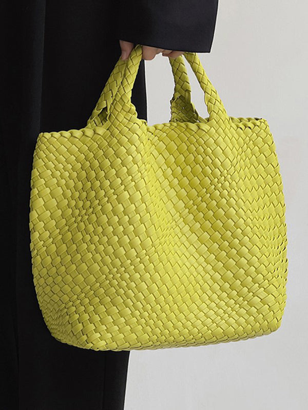 Sac à main tressé couleur unie