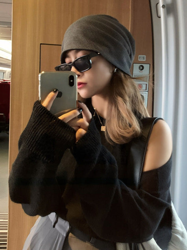 Chapeau simple tricoté normcore, couleur unie