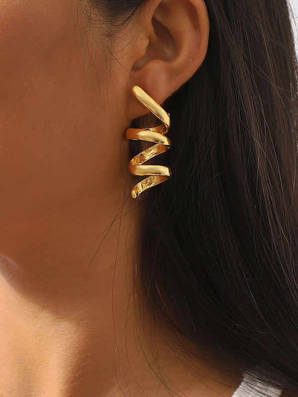 Boucles d'oreilles en spirale, couleur unie
