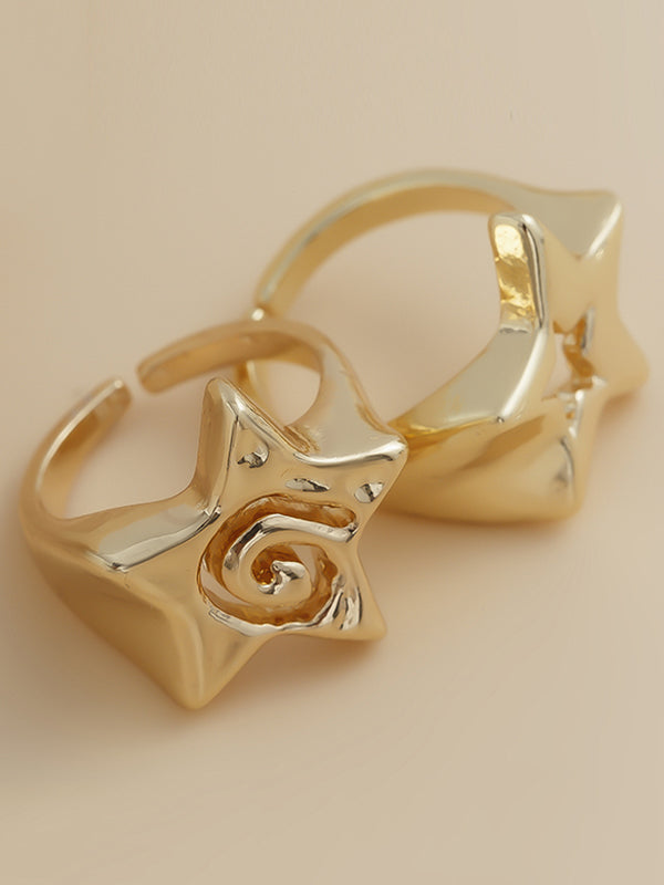 Bague réglable ajourée normcore, en forme d'étoile