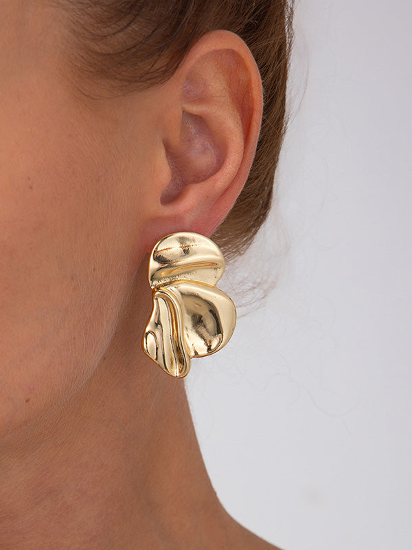 Boucles d'oreilles à coupe irrégulière, en forme de fleur