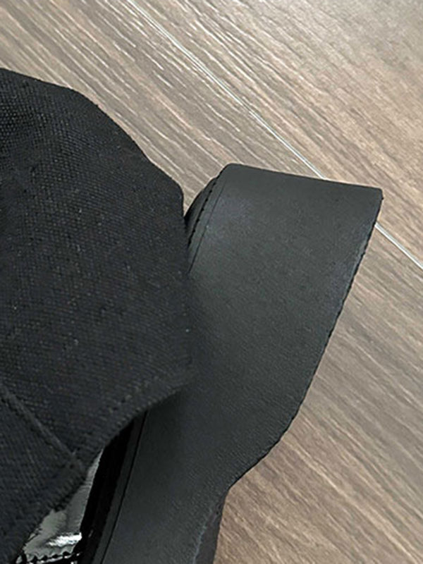 Bottes à fermeture éclair creuses à empiècements et à bout fendu, chaussures à plateforme, sandales