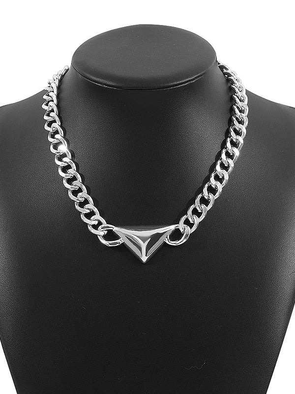 Collier géométrique à chaîne, couleur unie