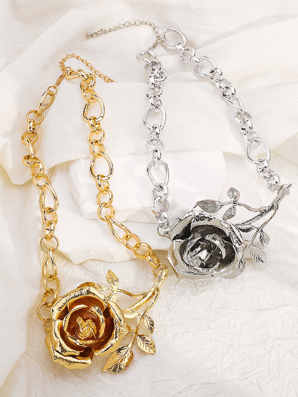 Collier géométrique en forme de fleur, couleur unie