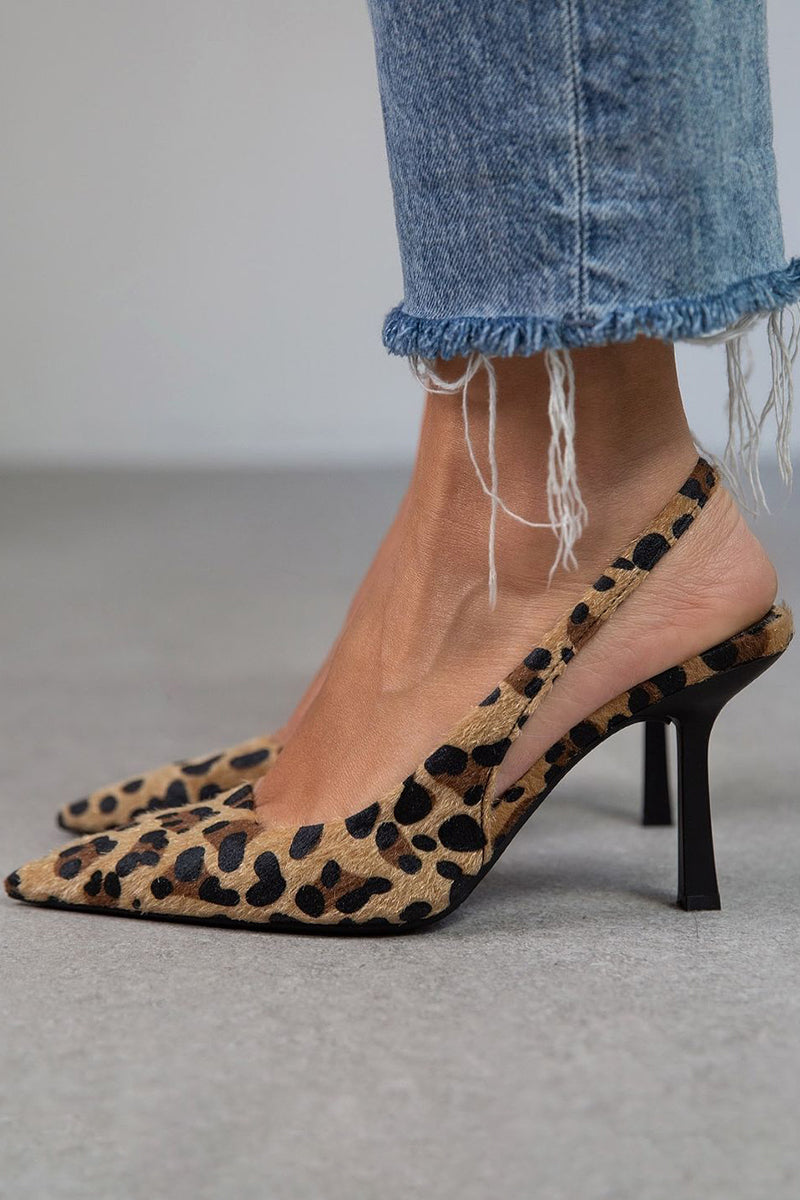 Liorina | Escarpins kaki avec motif léopard et bout pointu