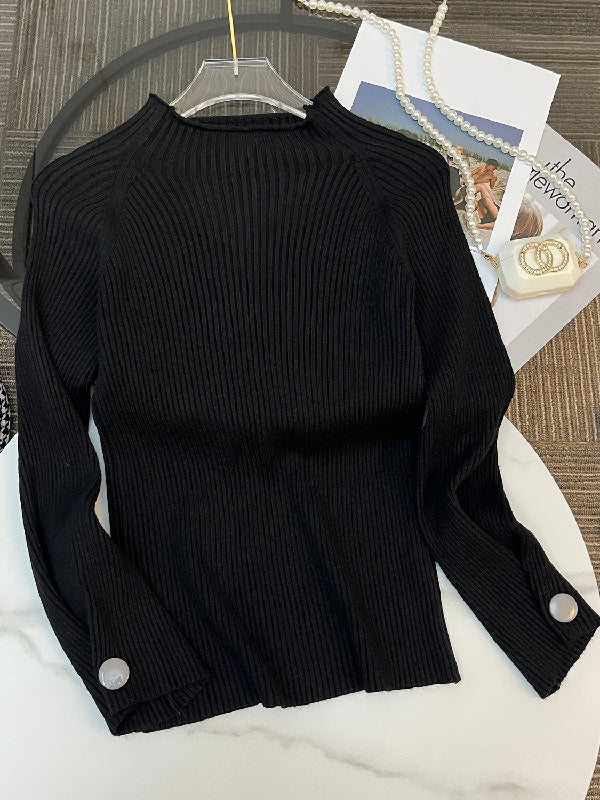 Pull simple ample à col haut, couleur unie