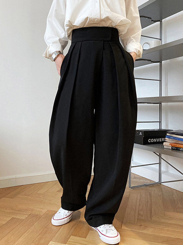 Pantalon de costume ample à jambe large et velcro