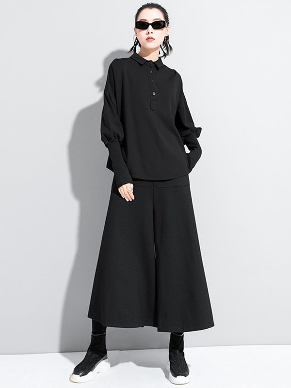 Chemise grise noire à empiècements, col polo